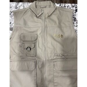 LifeWay Fishing Vest Khaki Sports Utility L Arctic Edge Embroidery Joshua 1:9